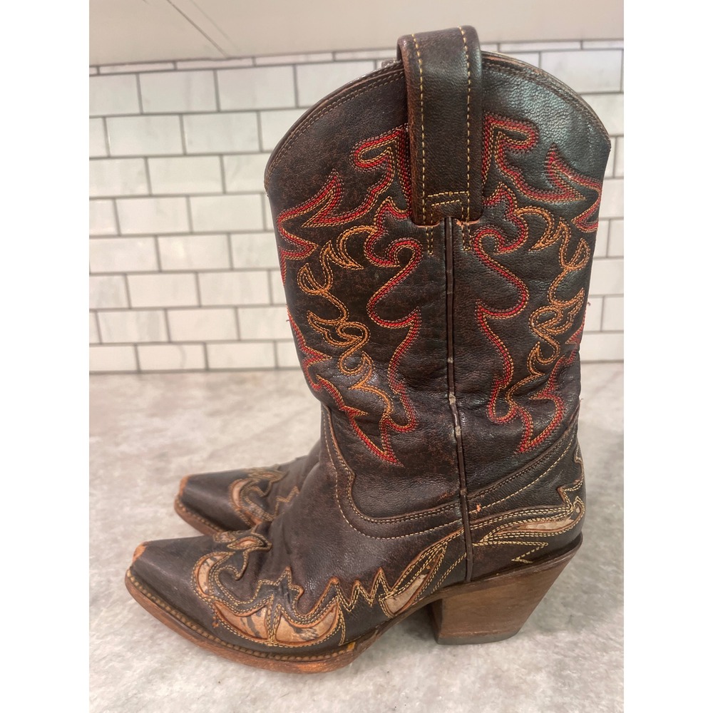 Corral Cowboy Boots Women 6 M Brown R2500 Embroidered Snip Toe Western Leather